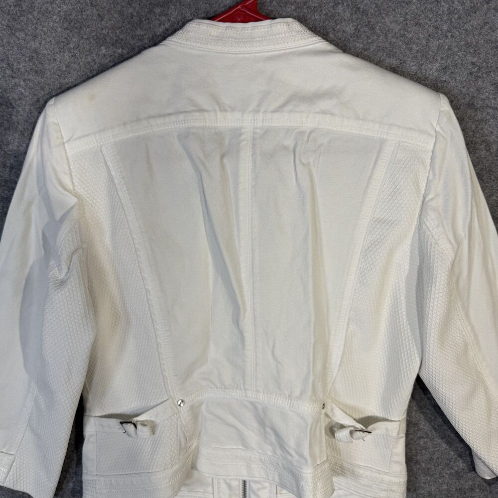 White House Black Market Short White Zip-up Jacket Women Size 10 - Picture 6 of 9